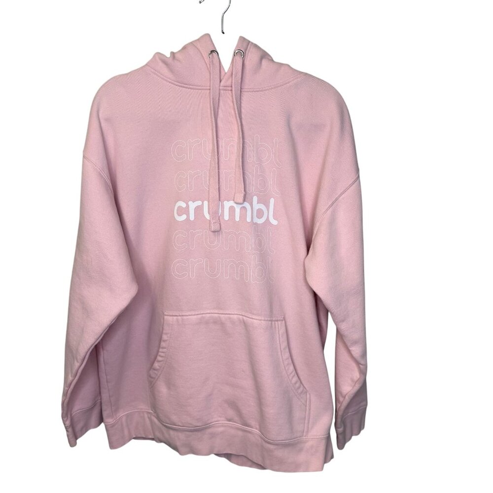Crumbl Cookies Women's Pink Hoodie Sweatshirt By Cotton Heritage Size XL